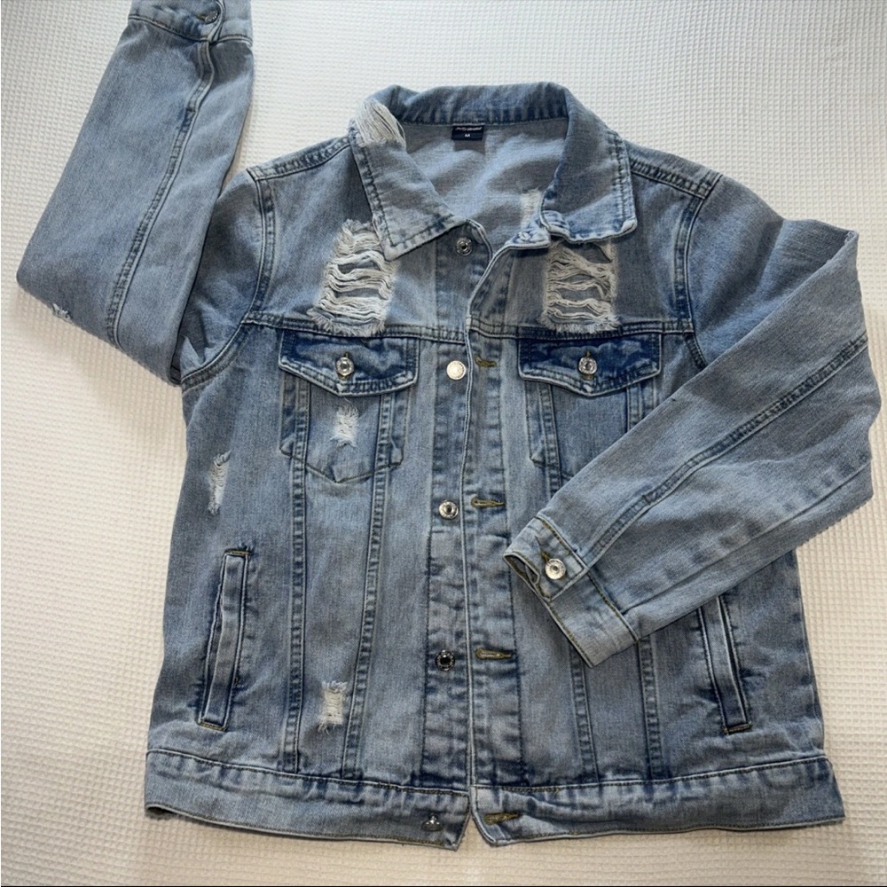 Distressed Jean Jacket Women’s Size Medium